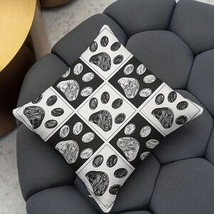 1 Paw Print Throw Pillow Cover -  Print Black & Beige 18” x 18”